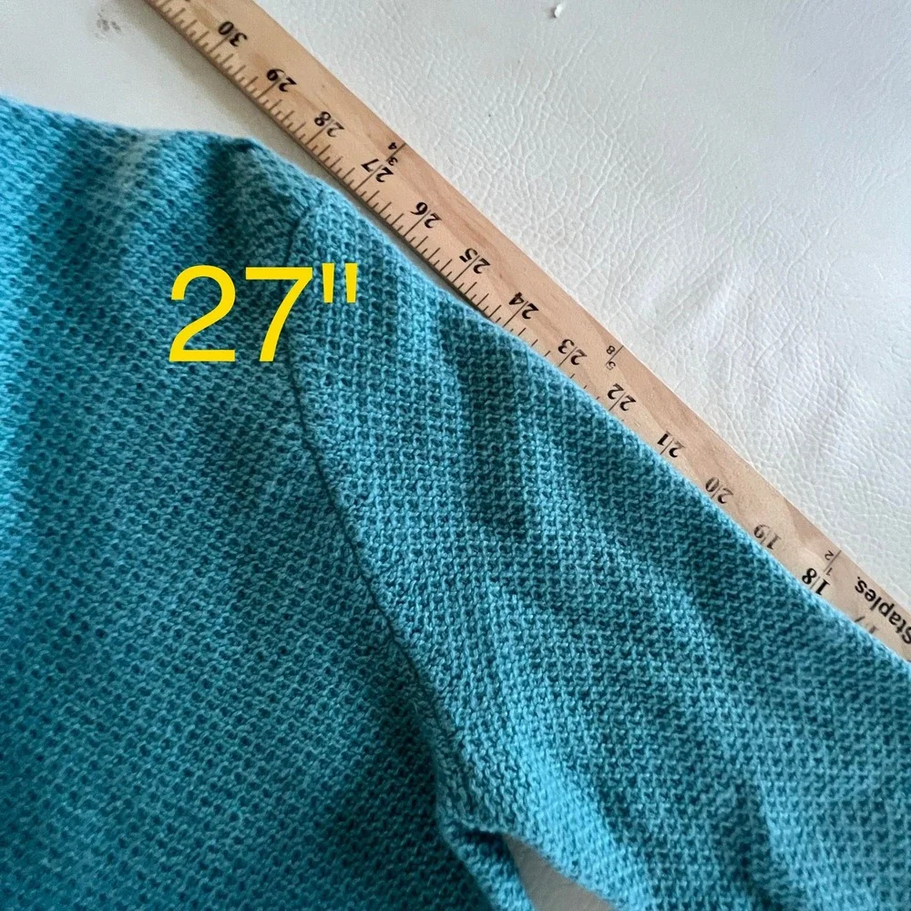Michael Kors Sweater Women XS Turquoise Cashmere Waffle Knit Crewneck 5558 8/26